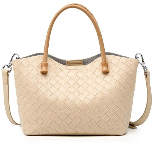 Main image of Genuine Leather Women's Handbag Ladies Shoulder Tote Bag White