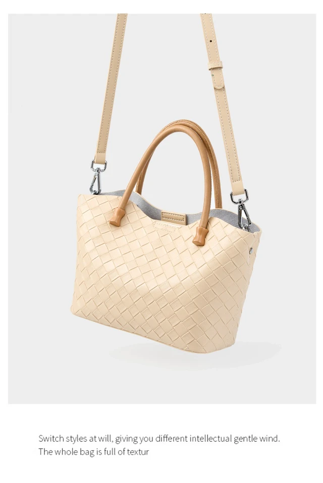 Alt view image 6 of 6 - Genuine Leather Women's Handbag Ladies Shoulder Tote Bag White