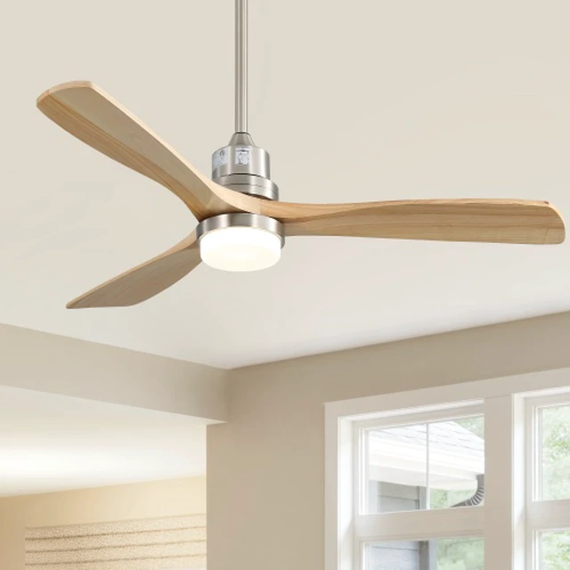 Alt view image 6 of 7 - 52 Inch Smart Ceiling Fan with Sand Nickel Finish 3 Natural Wood Blades LED 18W Triple Color Dimmable Memory Lighting and Remote Control