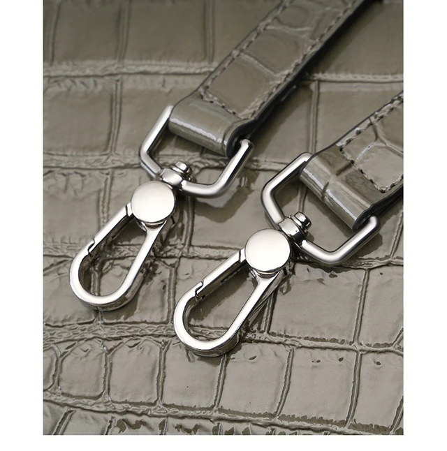 Alt view image 6 of 7 - Kelly Bag Crocodile Pattern Cowhide Women's Bag Wew Crossbody Large Capacity Bag Grey