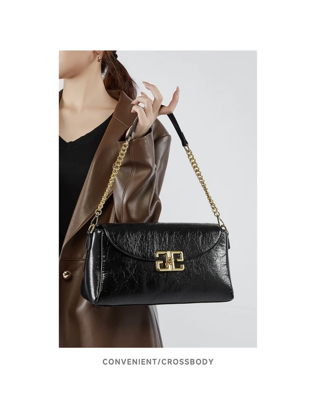 Alt view image 2 of 3 - Women Genuine Leather Shoulder Bags Fashion Hobo Bags Black