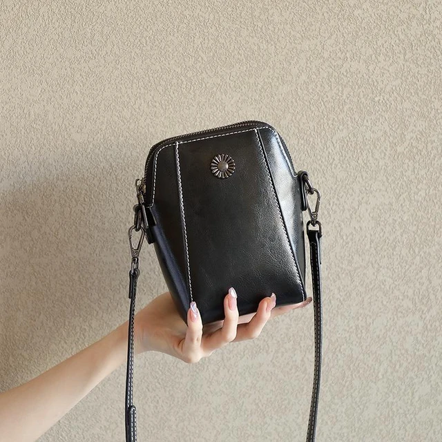 Main image of Genuine Leather Women Crossbody Bag Mini Bag Black