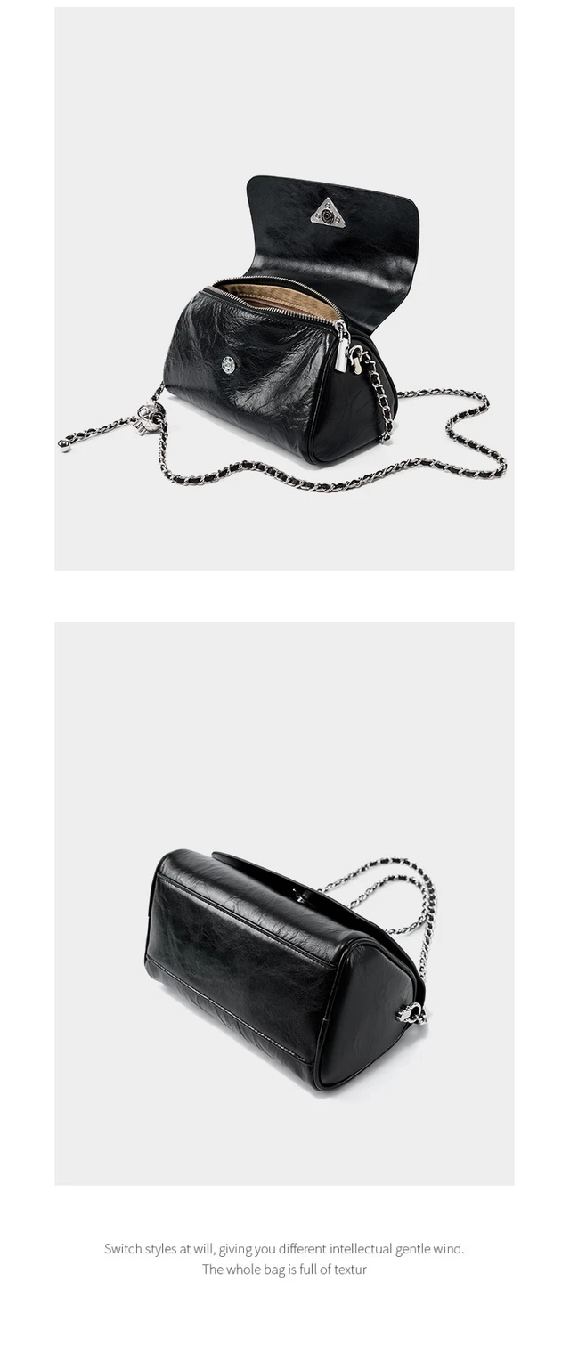 Alt view image 4 of 5 - Woman Handbag Luxury Leather Underarm Shoulder Casual Tote Lady Soft Bucket Bag Black