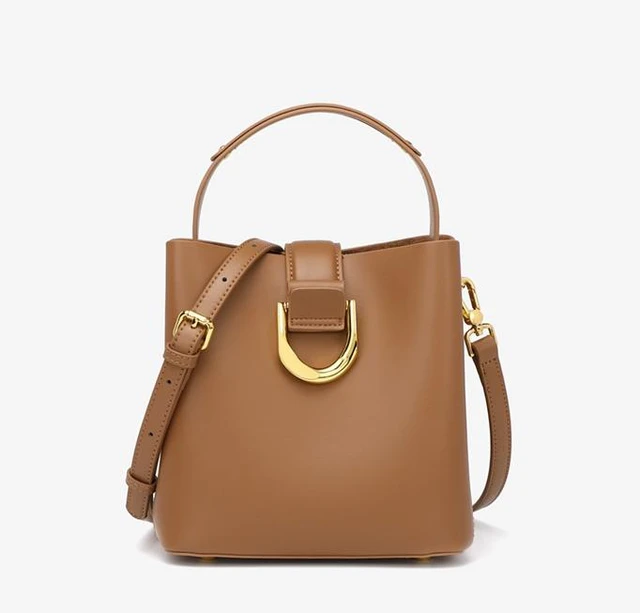 Main image of Genuine Leather Large Capacity Crossbody Bag Brown