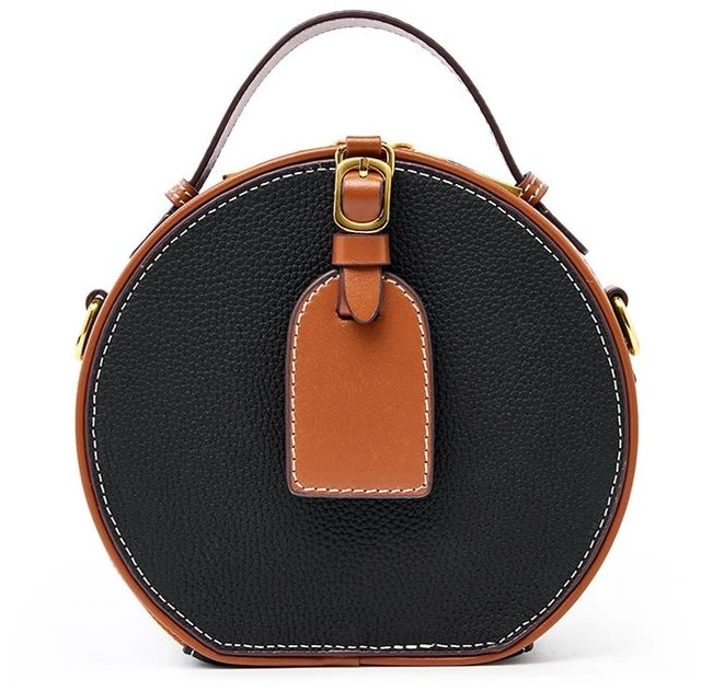 Main image of Genuine Metallic Leather Tote Bag for Women Black