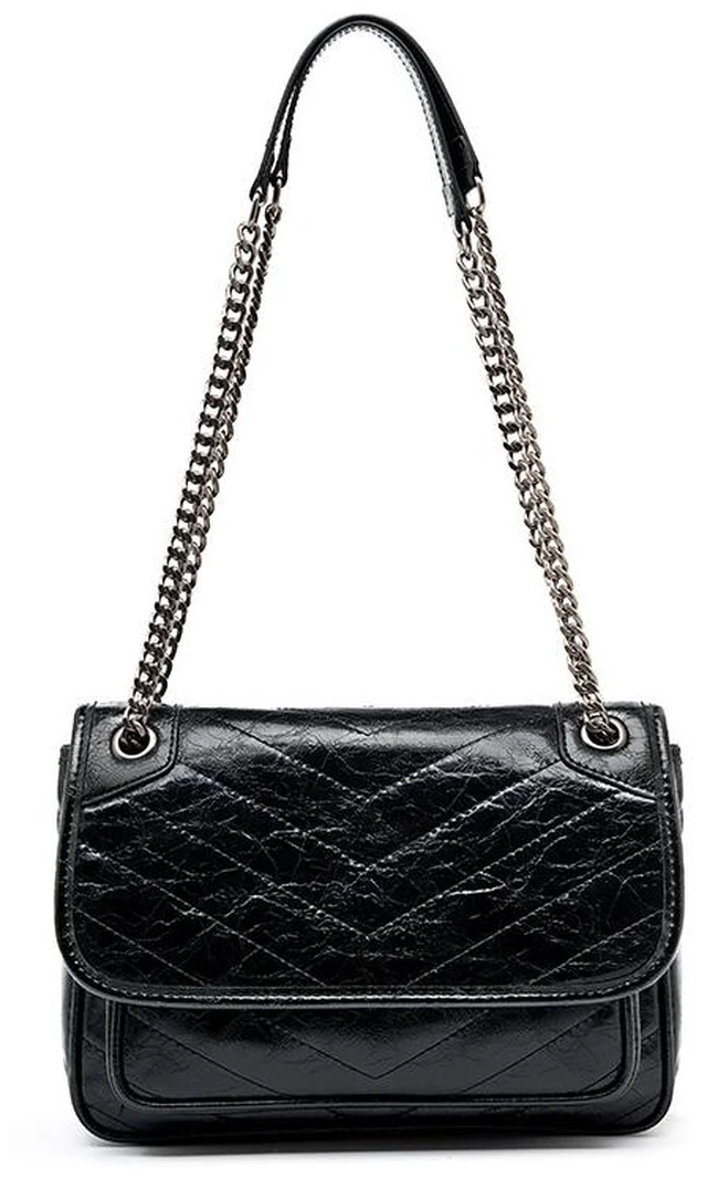 Main image of Genuine Leather Crossbody Satchel Bag Vintage Purses Handbags for Women Black