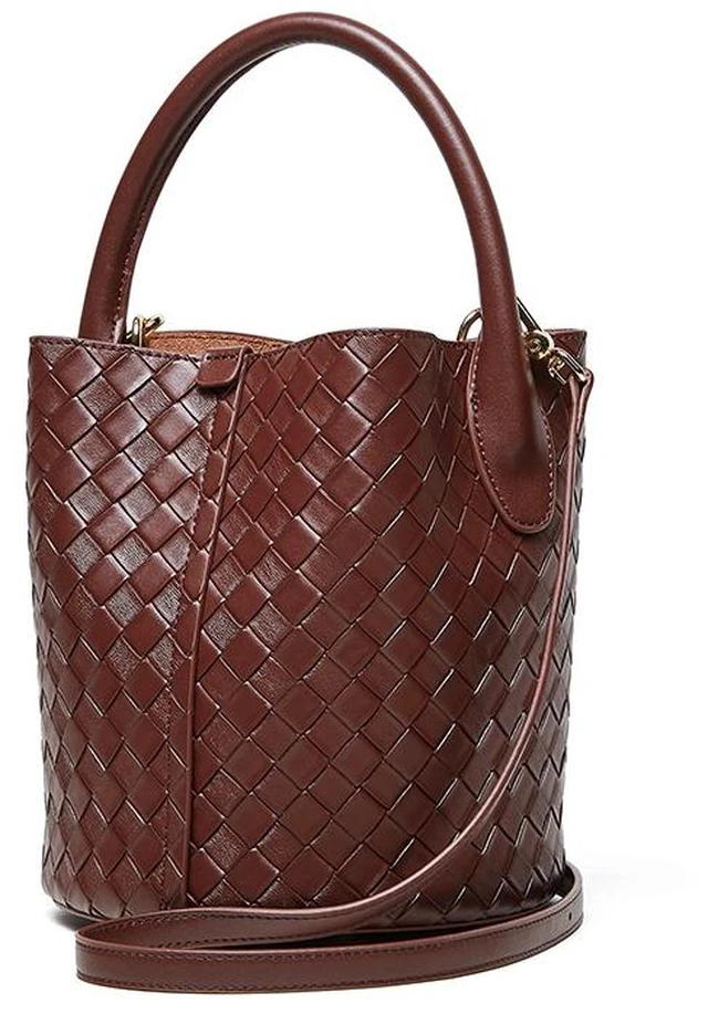 Main image of Genuine Leather Handbag Woven Crossbody Bag Purpple