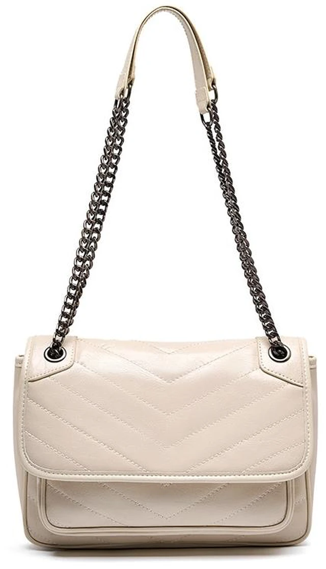 Main image of Genuine Leather Crossbody Satchel Bag Vintage Purses Handbags for Women White
