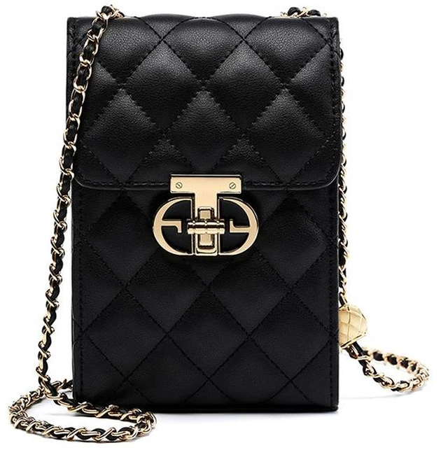 Main image of Genuine Leather Women's Bag Mini Phone Bag Women's Summer Crossbody Bag Black