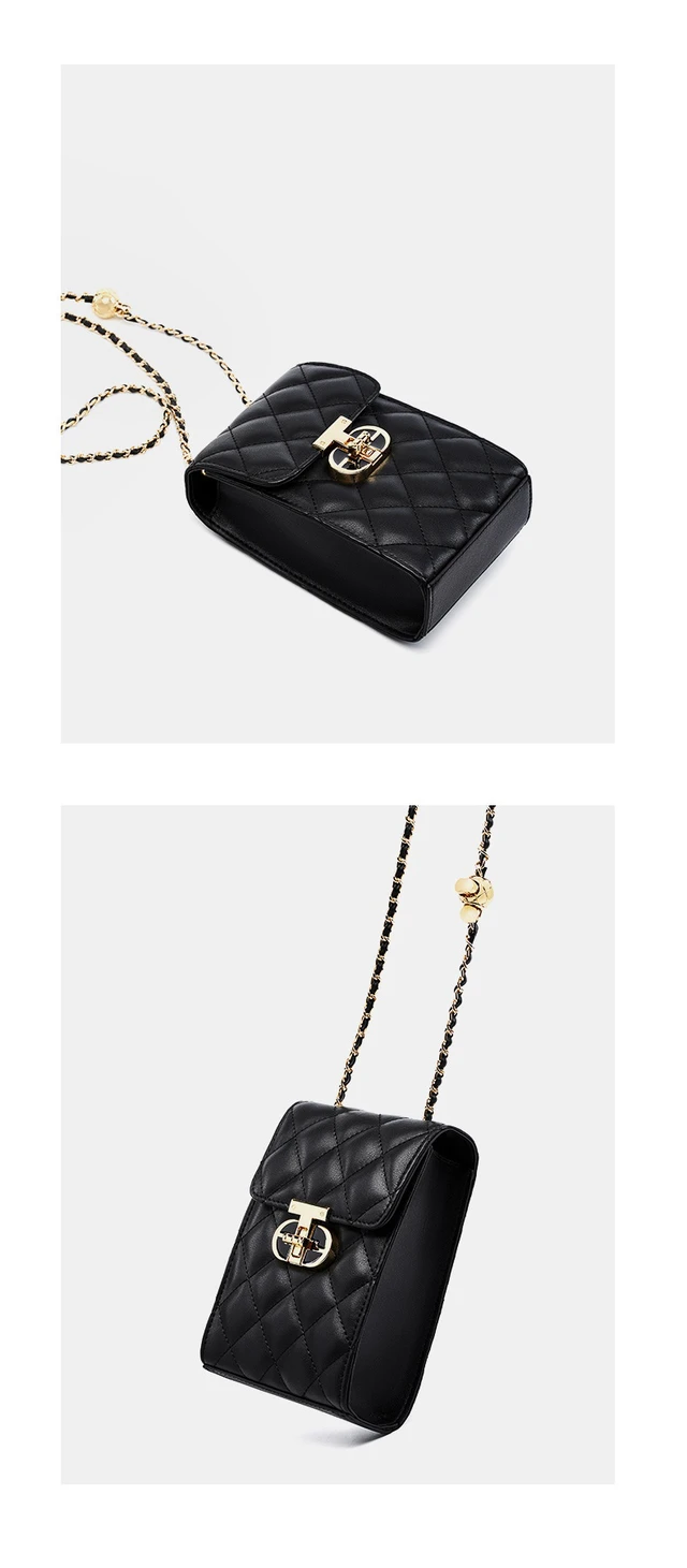 Alt view image 2 of 3 - Genuine Leather Women's Bag Mini Phone Bag Women's Summer Crossbody Bag Black