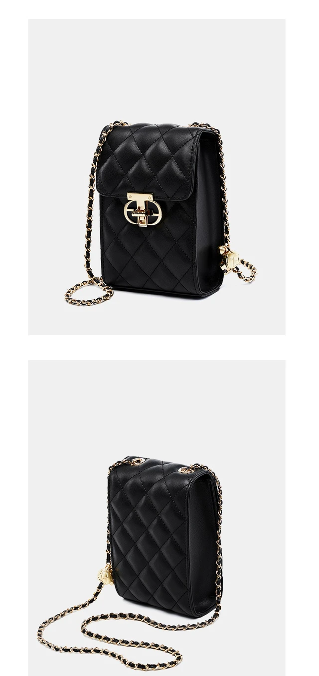 Alt view image 3 of 3 - Genuine Leather Women's Bag Mini Phone Bag Women's Summer Crossbody Bag Black