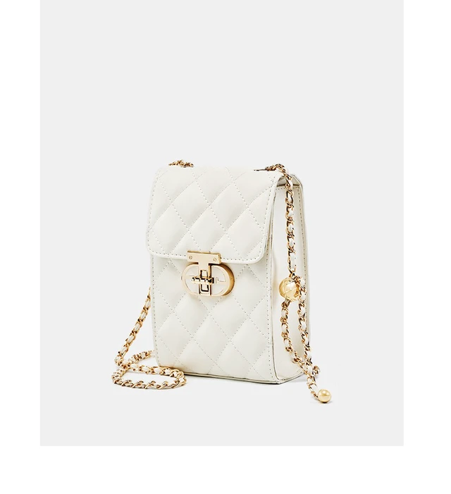 Alt view image 3 of 4 - Genuine Leather Women's Bag Mini Phone Bag Women's Summer Crossbody Bag White