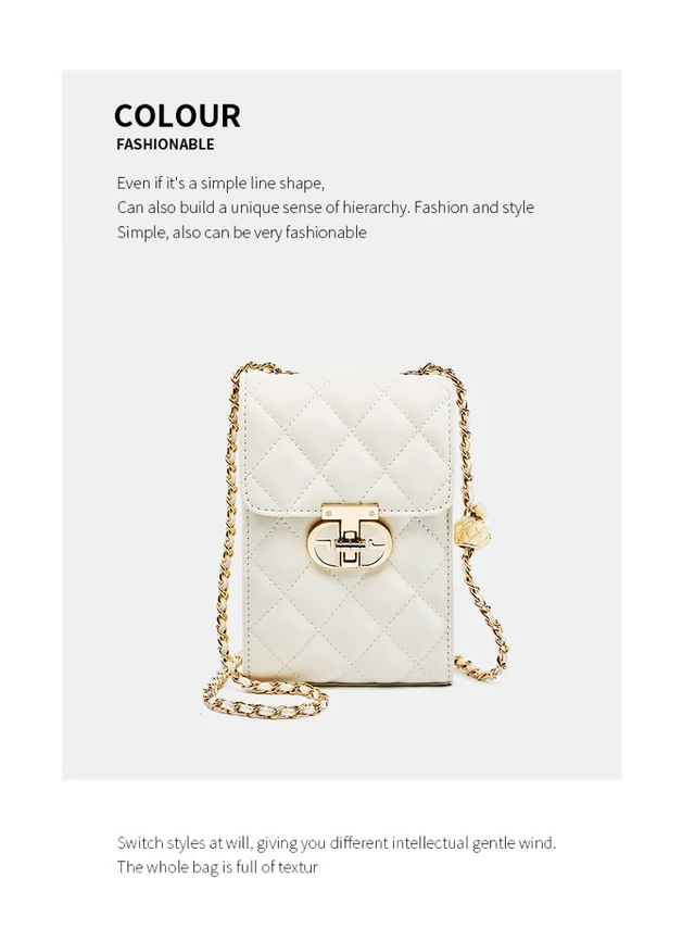Alt view image 2 of 4 - Genuine Leather Women's Bag Mini Phone Bag Women's Summer Crossbody Bag White