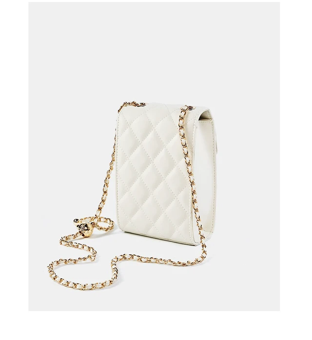 Alt view image 4 of 4 - Genuine Leather Women's Bag Mini Phone Bag Women's Summer Crossbody Bag White