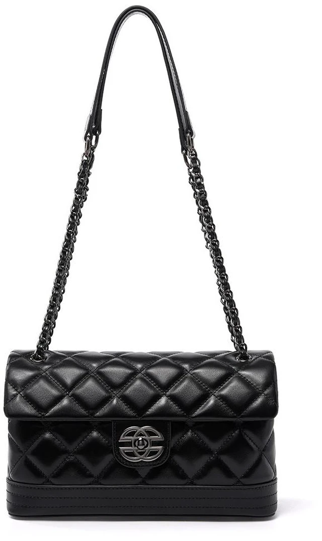 Main image of Genuine Leather Small Square Bag Black