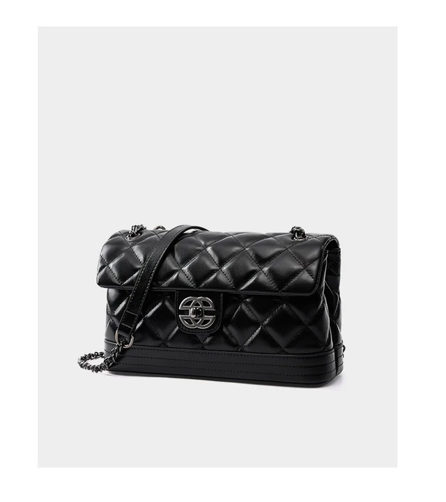Alt view image 2 of 5 - Genuine Leather Small Square Bag Black