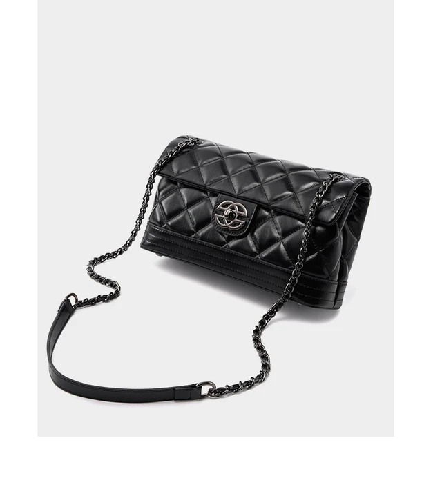 Alt view image 3 of 5 - Genuine Leather Small Square Bag Black