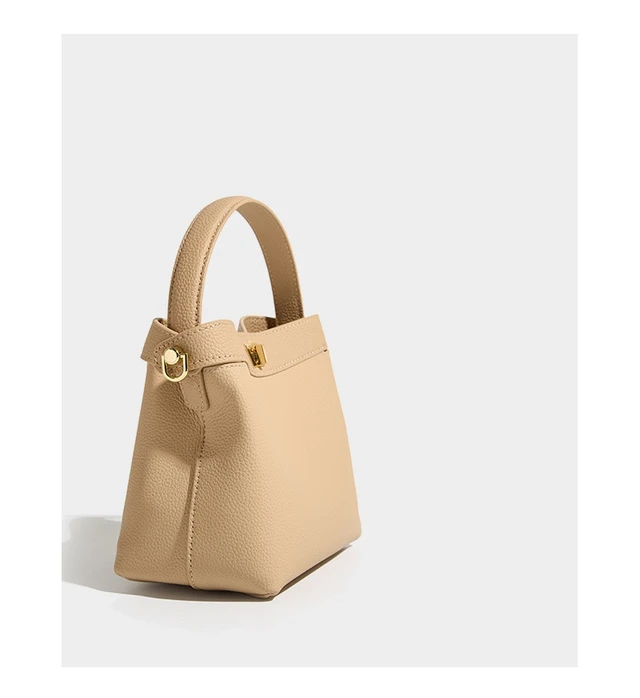 Alt view image 4 of 6 - Genuine leather Crossbody Bucket Bag Women's Ins Handbag Clear