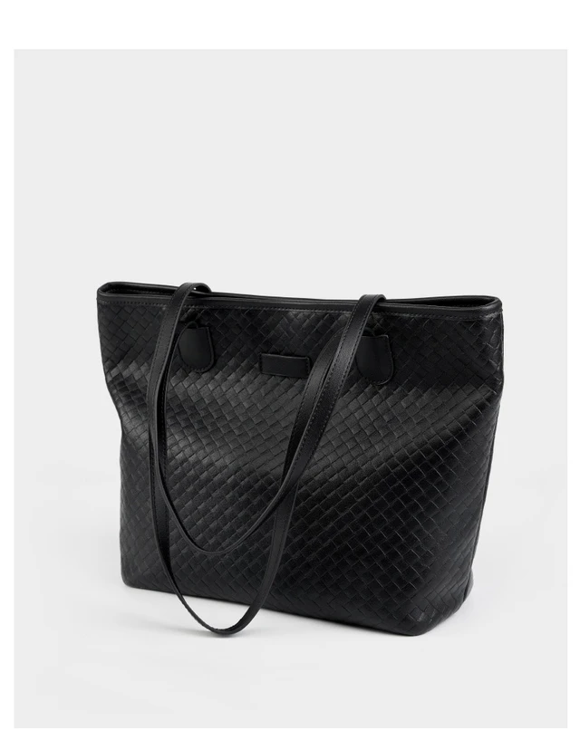 Alt view image 5 of 6 - Womens Tote Handbag Genuine Leather Shoulder Bag Large Capacity Work Bag Black