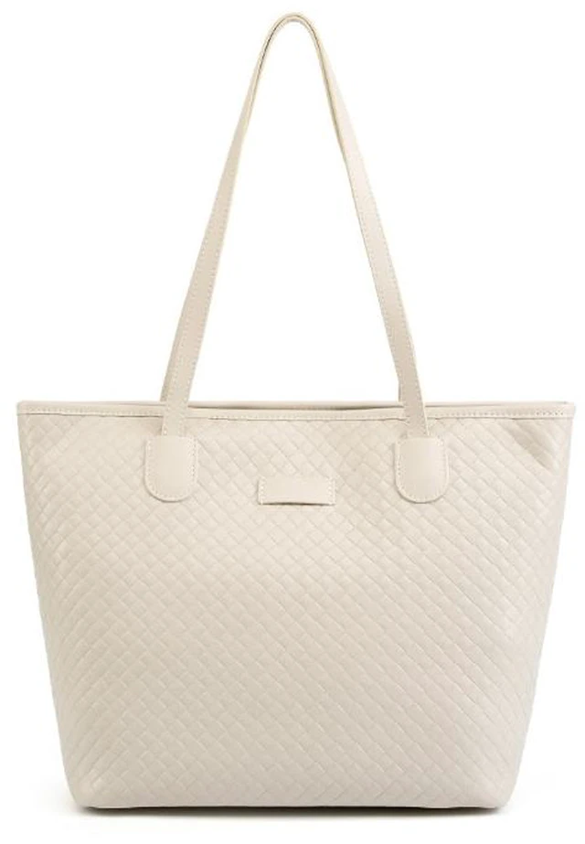 Main image of Womens Tote Handbag Genuine Leather Shoulder Bag Large Capacity Work Bag White