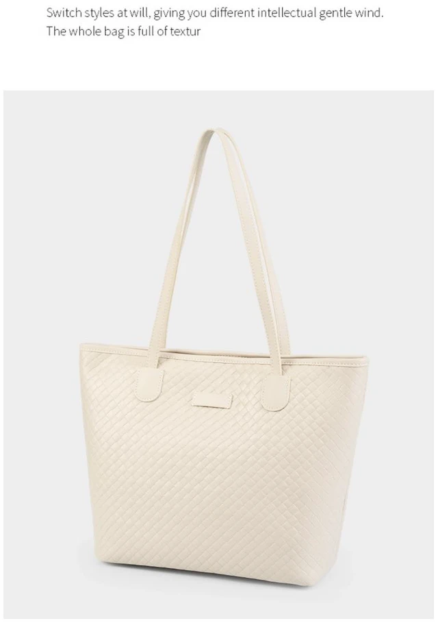 Alt view image 3 of 3 - Womens Tote Handbag Genuine Leather Shoulder Bag Large Capacity Work Bag White
