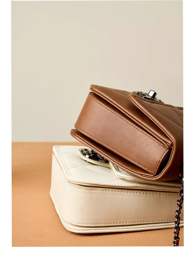 Alt view image 3 of 3 - Women Genuine Leather Cute Tote Handbags Crossbody Bag with Long Strap Brown