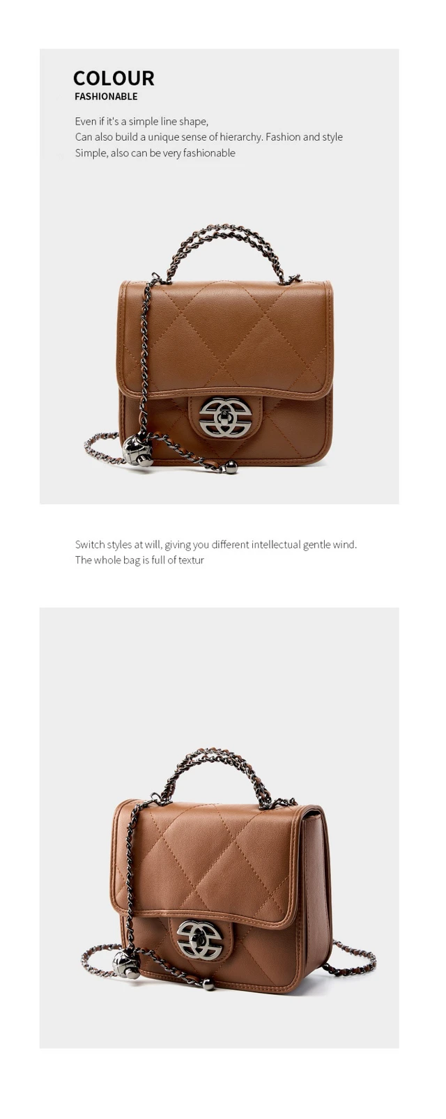 Alt view image 2 of 3 - Women Genuine Leather Cute Tote Handbags Crossbody Bag with Long Strap Brown
