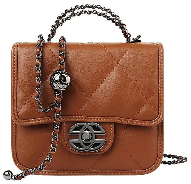 Main image of Women Genuine Leather Cute Tote Handbags Crossbody Bag with Long Strap Brown