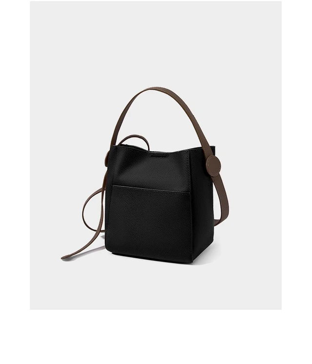 Alt view image 3 of 3 - Genuine Leather Crossbody Bag Large Capacity Shoulder Bag Black