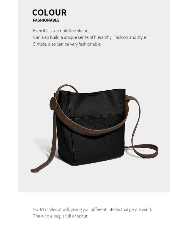 Alt view image 2 of 3 - Genuine Leather Crossbody Bag Large Capacity Shoulder Bag Black