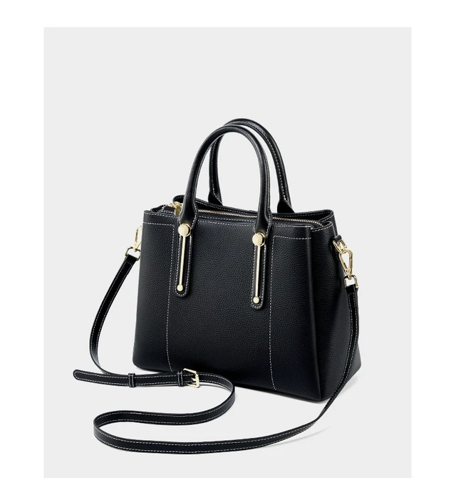 Alt view image 2 of 5 - Women Genuine Leather Purses Handbags Tote Bag Shoulder Bag Top Handle Satchel Crossbody Hobo Bags Black