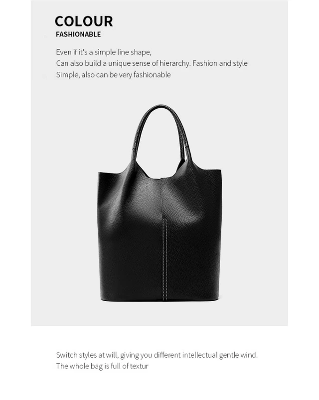 Alt view image 2 of 3 - Ladies' Large Capacity Genuine Soft Leather Tote Bag Black
