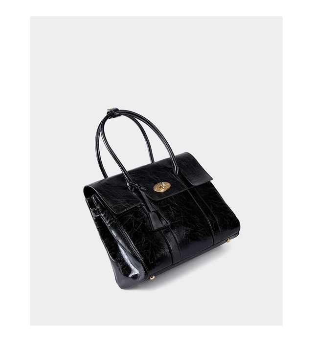 Alt view image 3 of 5 - Large Capacity Soft Genuine Leather Tote Bag Black