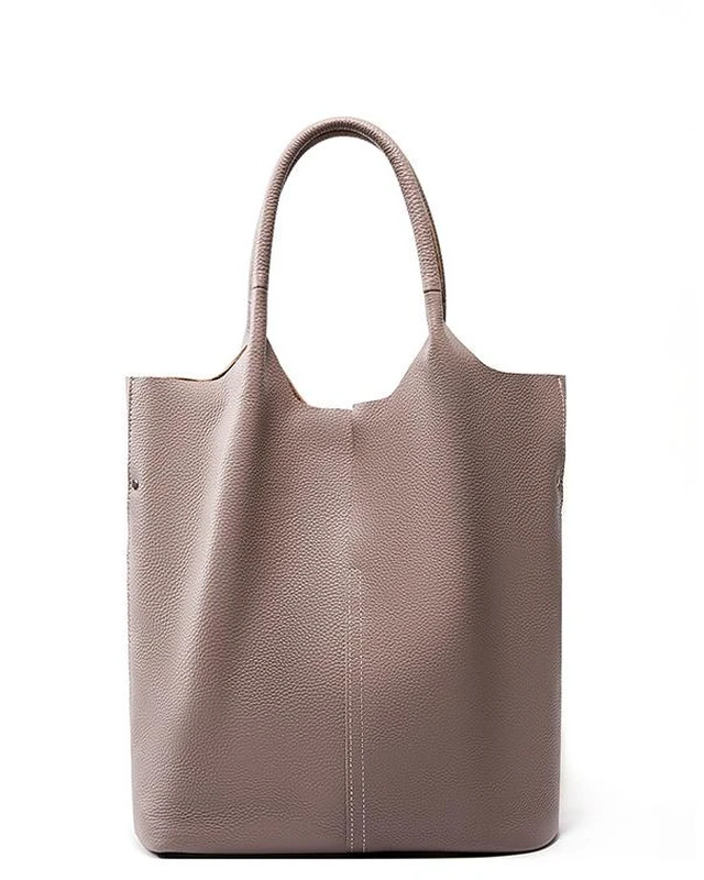 Main image of Ladies' Large Capacity Genuine Soft Leather Tote Bag Grey