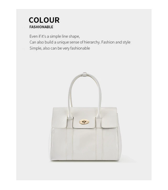 Alt view image 2 of 3 - Large Capacity Soft Genuine Leather Tote Bag White