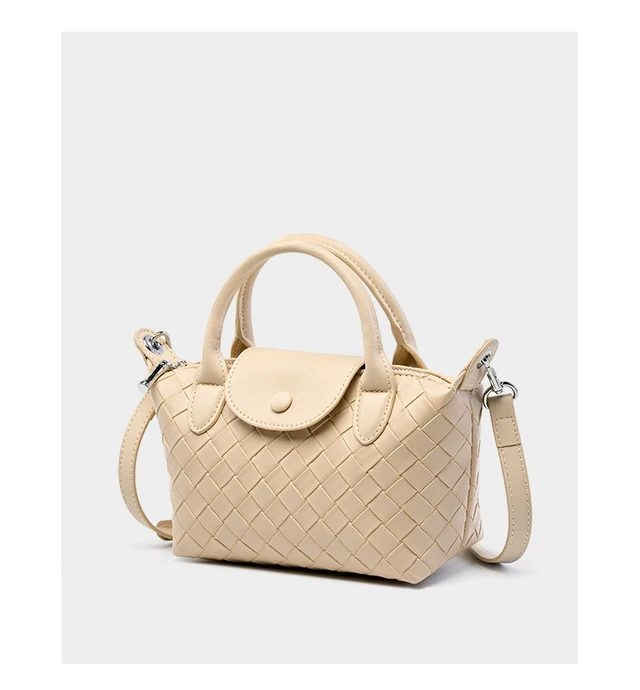 Alt view image 2 of 6 - Genuine Leather Satchel Tote Bag Top Handle Handbag White