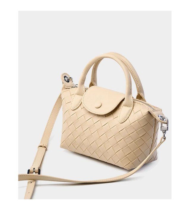 Alt view image 4 of 6 - Genuine Leather Satchel Tote Bag Top Handle Handbag White