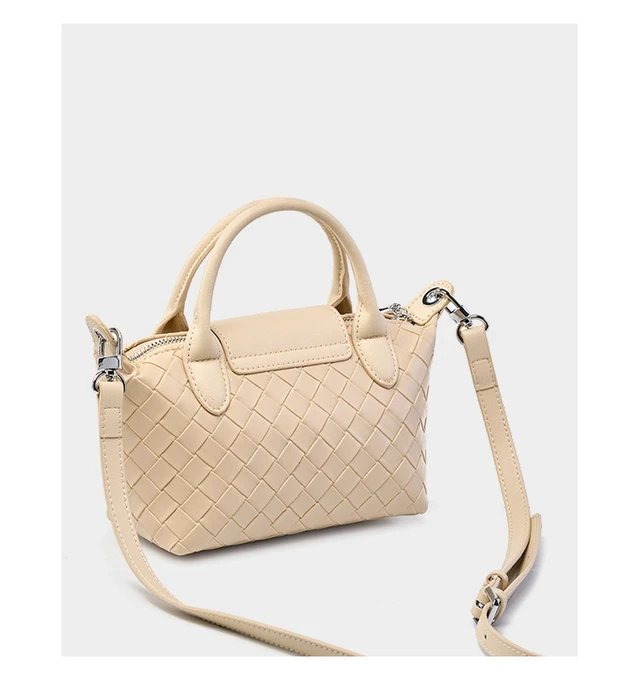 Alt view image 3 of 6 - Genuine Leather Satchel Tote Bag Top Handle Handbag White