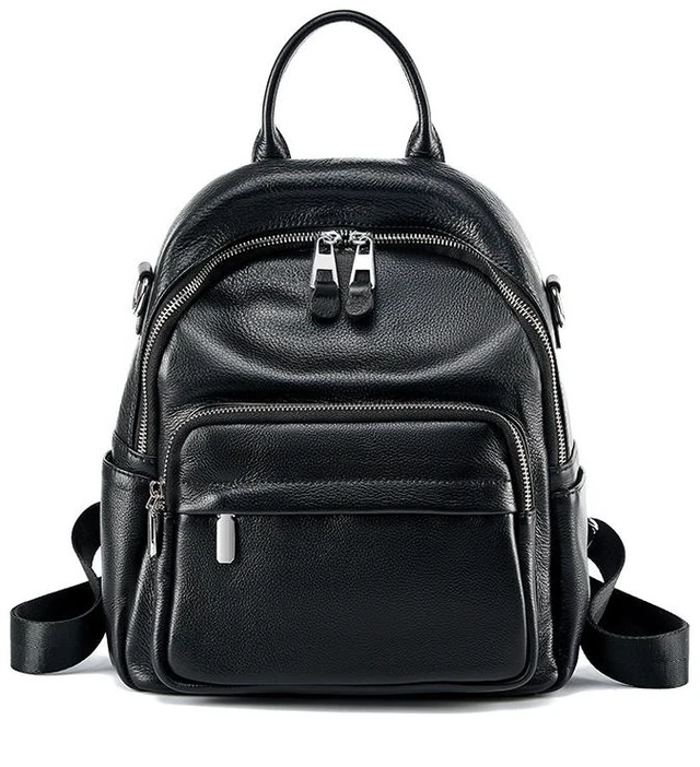 Main image of Genuine Leather Ladies' Large Capacity Travel Backpack Black