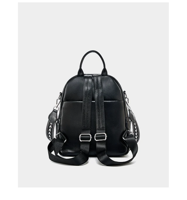 Alt view image 4 of 6 - Genuine Leather Ladies' Large Capacity Travel Backpack Black