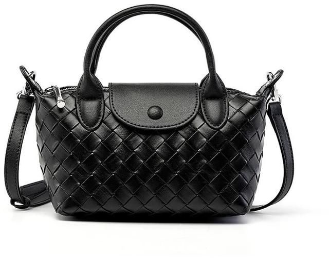 Main image of Genuine Leather Satchel Tote Bag Top Handle Handbag Black