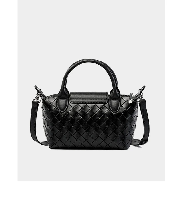 Alt view image 4 of 4 - Genuine Leather Satchel Tote Bag Top Handle Handbag Black