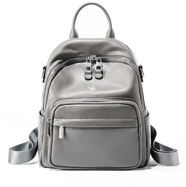 Main image of Genuine Leather Ladies' Large Capacity Travel Backpack Grey