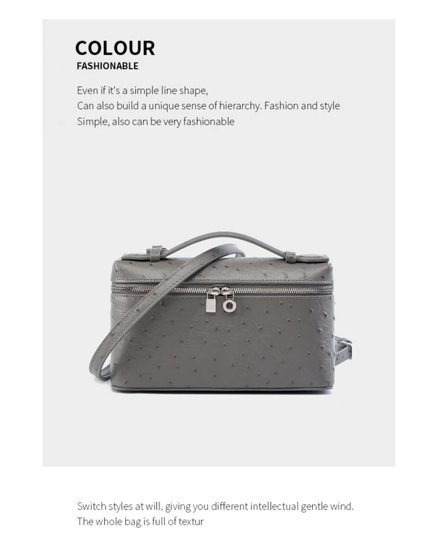 Alt view image 2 of 3 - Women's Genuine Leather Makeup Bag Shoulder and Crossbody Phone Bag Grey
