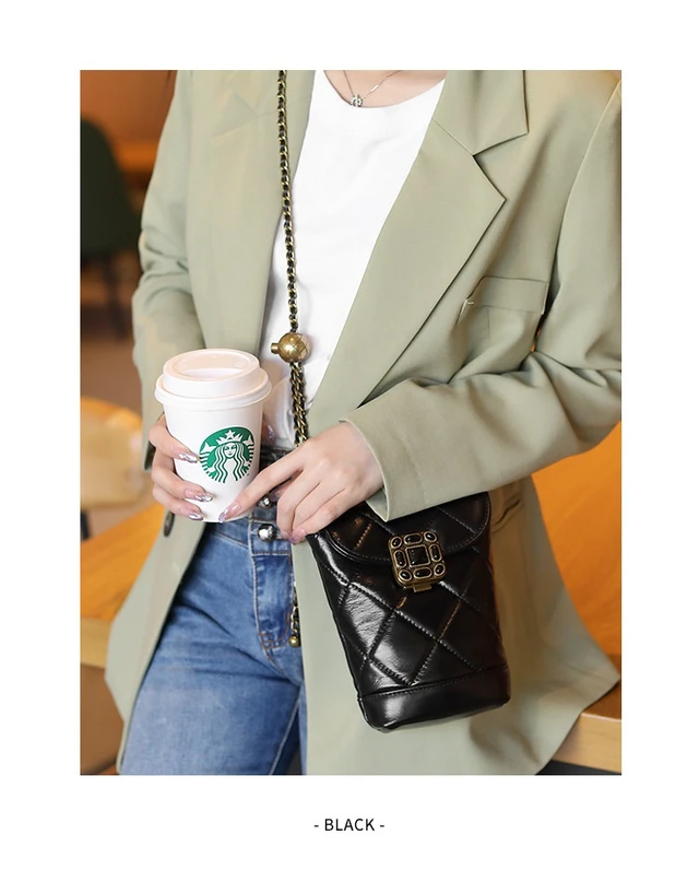 Alt view image 3 of 3 - Genuine Leather Cute Tote Handbags Crossbody Bag with Long Strap Black