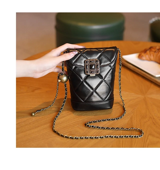 Alt view image 2 of 3 - Genuine Leather Cute Tote Handbags Crossbody Bag with Long Strap Black