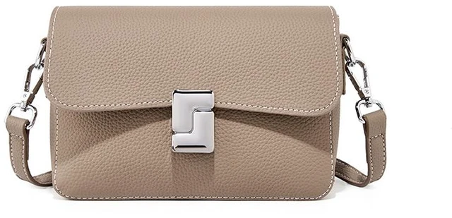 Main image of Genuine Leather Women's Small Classy Crossbody Purse Top Handle Handbags Grey