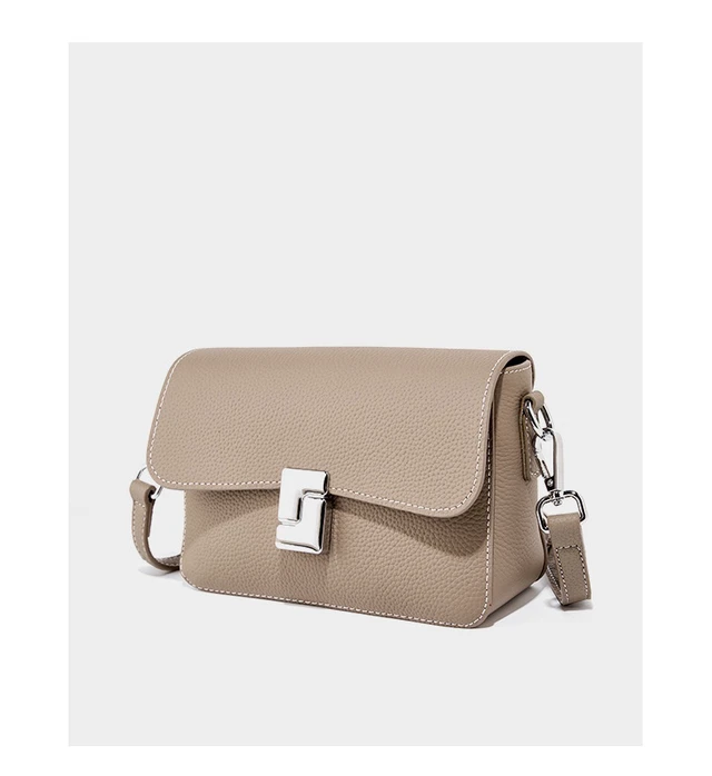 Alt view image 2 of 3 - Genuine Leather Women's Small Classy Crossbody Purse Top Handle Handbags Grey