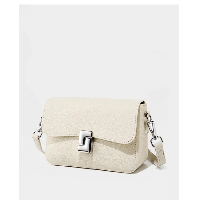 Alt view image 3 of 3 - Genuine Leather Women's Small Classy Crossbody Purse Top Handle Handbags White