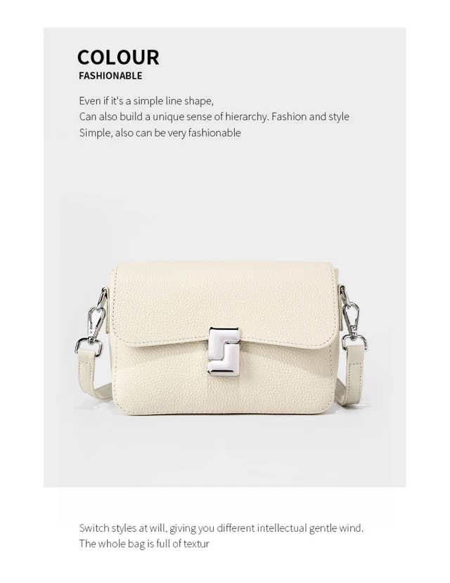 Alt view image 2 of 3 - Genuine Leather Women's Small Classy Crossbody Purse Top Handle Handbags White